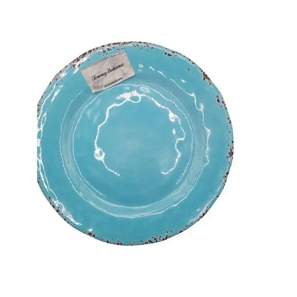 Tommy Bahama Dinner Plates Melamine Turquoise Set of 4 NEW - Picture 4 of 6